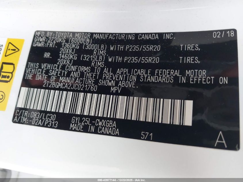 2018 Lexus Rx 450H F Sport VIN: 2T2BGMCA2JC021760 Lot: 43977144