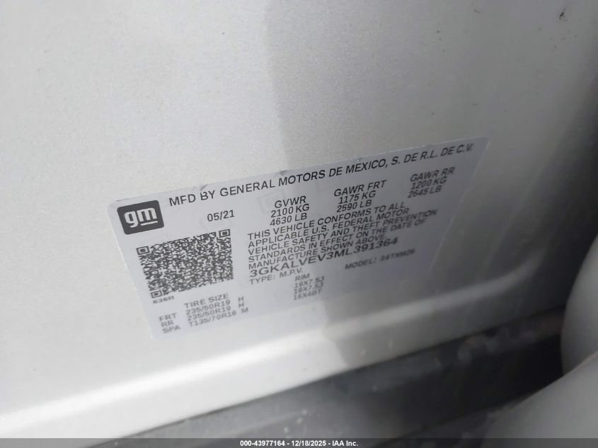 2021 GMC Terrain Awd Slt VIN: 3GKALVEV3ML391364 Lot: 43977164