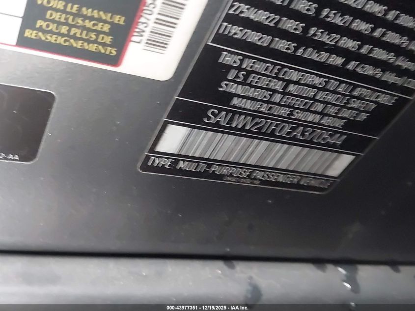 2014 Land Rover Range Rover Sport 5.0L V8 Supercharged Autobiography VIN: SALWV2TF0EA370544 Lot: 43977351