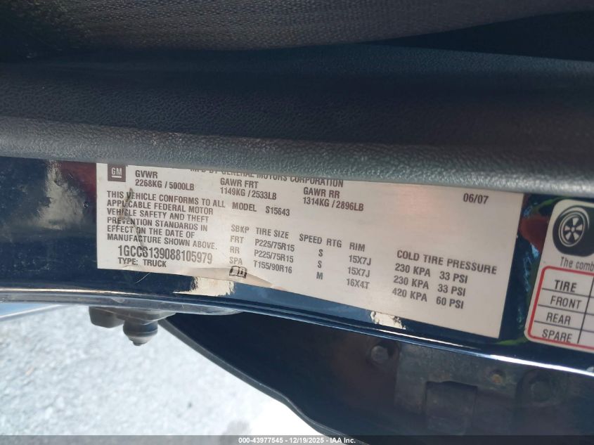 2008 Chevrolet Colorado Lt VIN: 1GCCS139088105979 Lot: 43977545