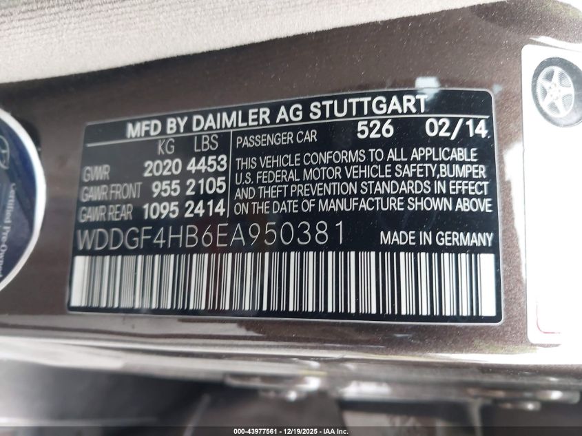 2014 Mercedes-Benz C-Class C 250 Sport VIN: WDDGF4HB6EA950381 Lot: 43977561