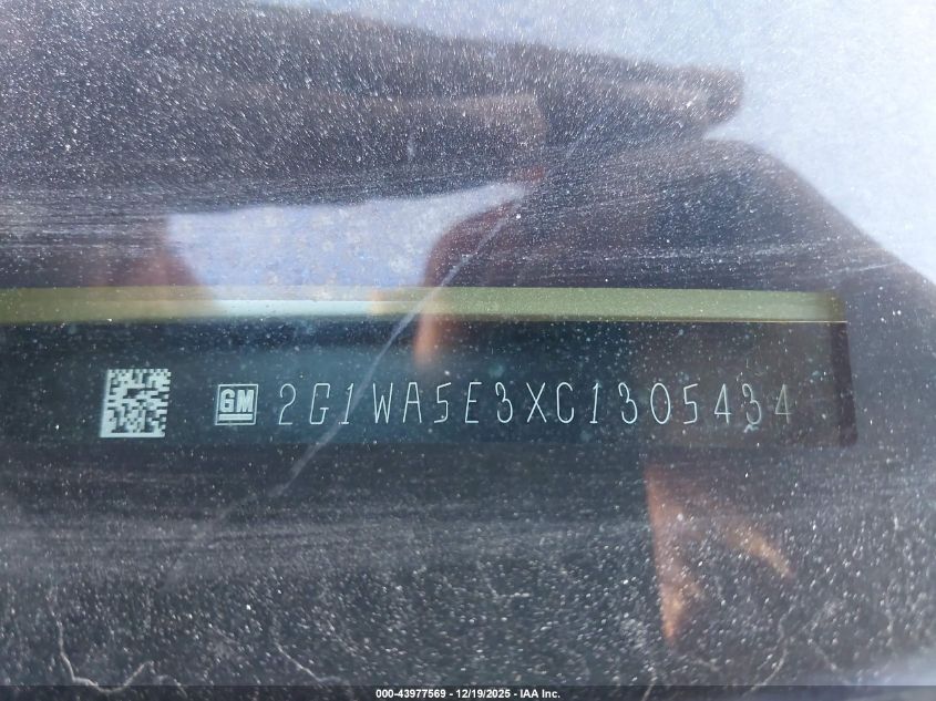 2012 Chevrolet Impala Ls VIN: 2G1WA5E3XC1305434 Lot: 43977569