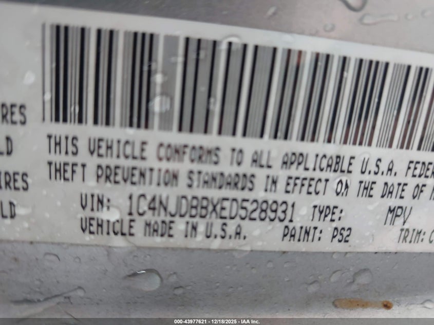 1C4NJDBBXED528931 2014 JEEP COMPASS photo no. 9