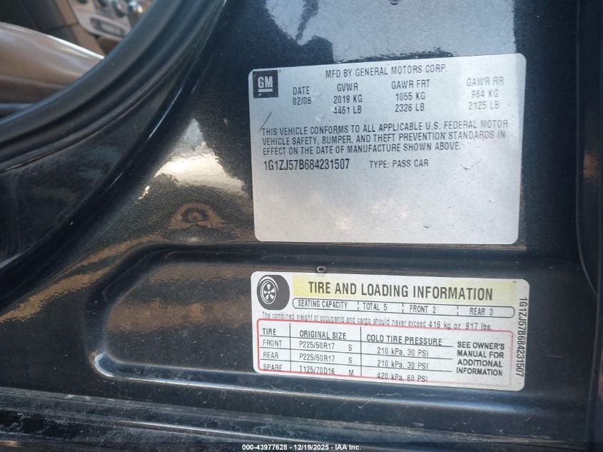 2008 Chevrolet Malibu Lt VIN: 1G1ZJ57B684231507 Lot: 43977628