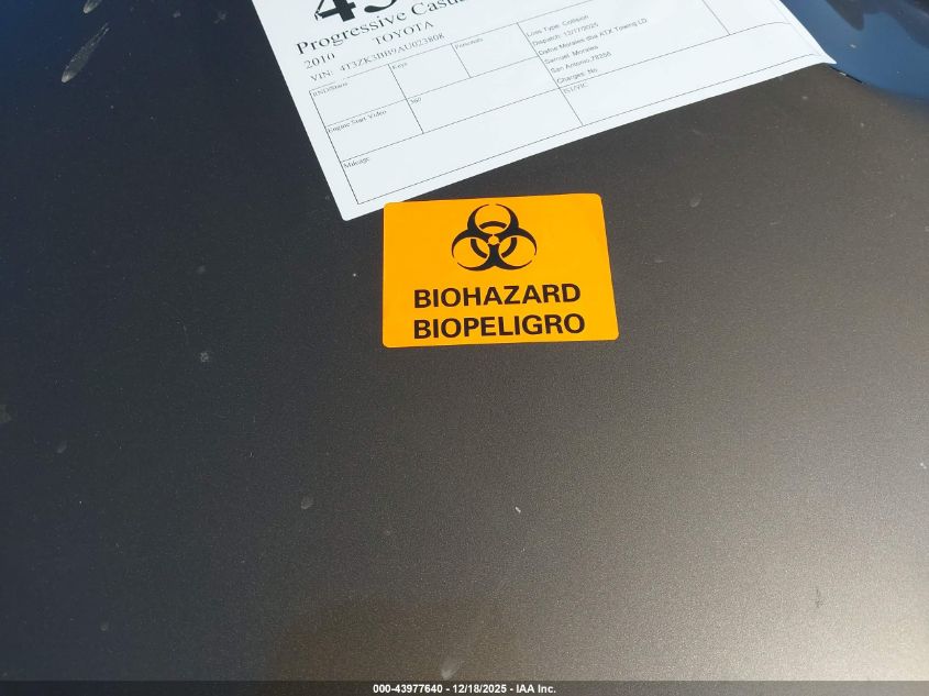 2010 Toyota Venza Base V6 VIN: 4T3ZK3BB9AU023808 Lot: 43977640