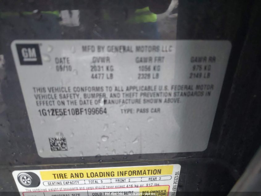 2011 Chevrolet Malibu Ltz VIN: 1G1ZE5E10BF199664 Lot: 43977686