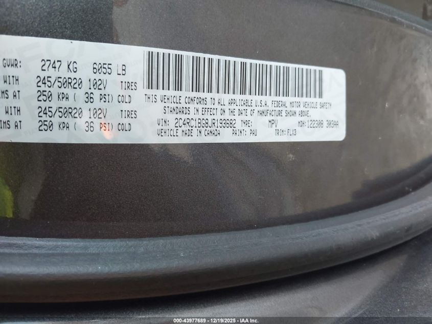 2018 Chrysler Pacifica Touring L VIN: 2C4RC1BG8JR193682 Lot: 43977689