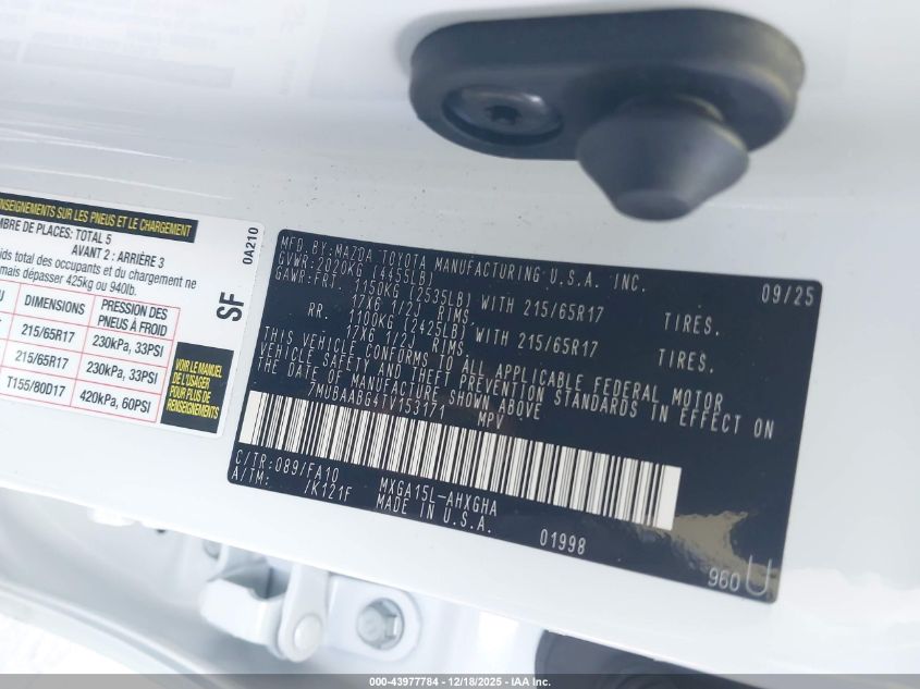 2026 Toyota Corolla Cross Le VIN: 7MUBAABG4TV153171 Lot: 43977784