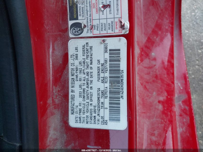 2014 Nissan 370Z Touring VIN: JN1AZ4EH0EM635724 Lot: 43977827