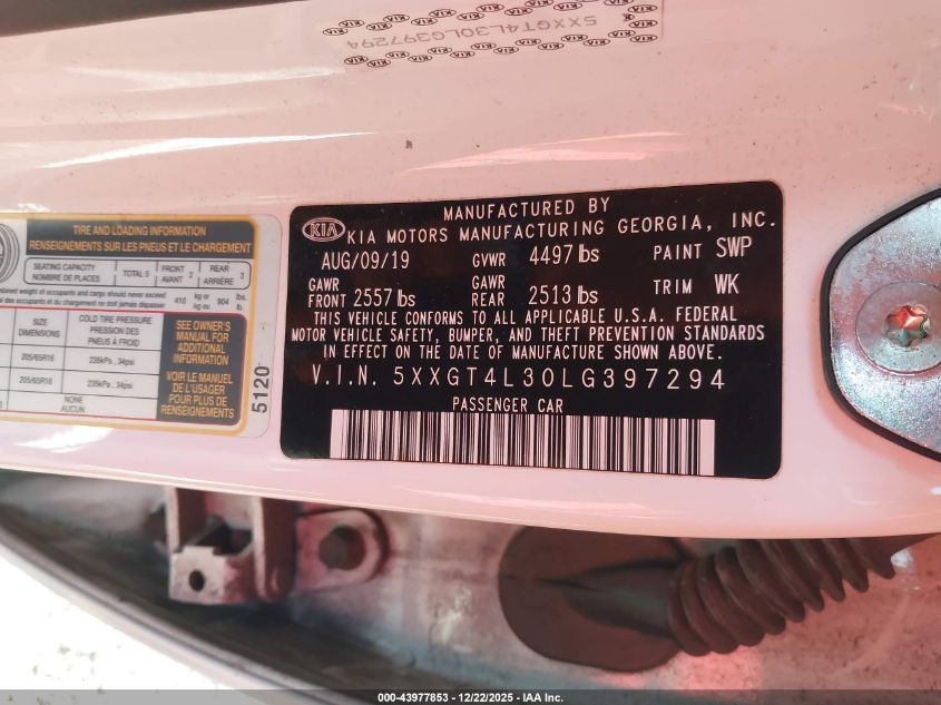 2020 Kia Optima Lx VIN: 5XXGT4L30LG397294 Lot: 43977853