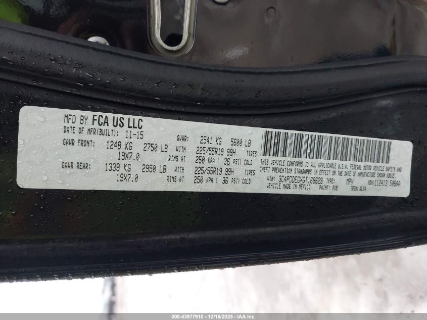 2016 Dodge Journey R/T VIN: 3C4PDDEGXGT168628 Lot: 43977910