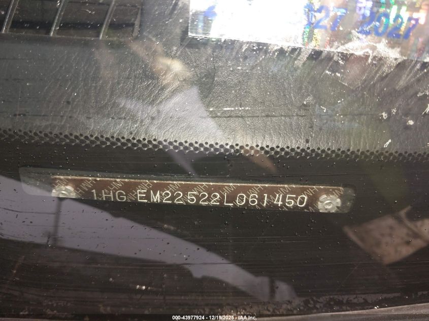 2002 Honda Civic Lx VIN: 1HGEM22522L061450 Lot: 43977924