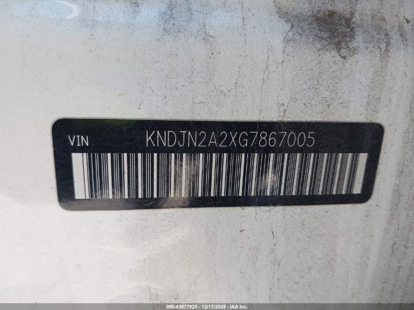 2016 Kia Soul VIN: KNDJN2A2XG7867005 Lot: 43977925