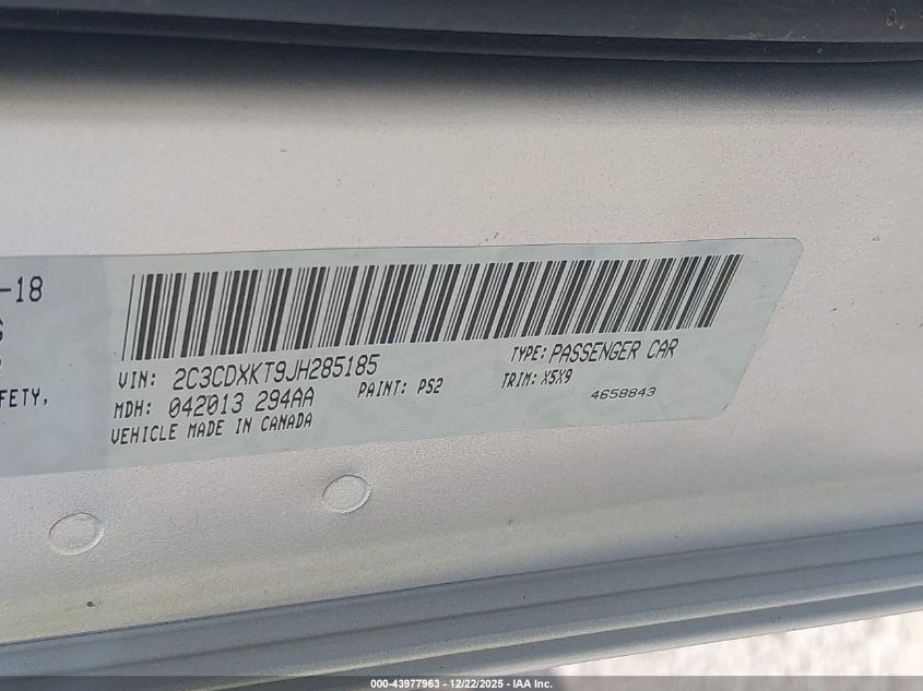 2018 Dodge Charger Police Awd VIN: 2C3CDXKT9JH285185 Lot: 43977963