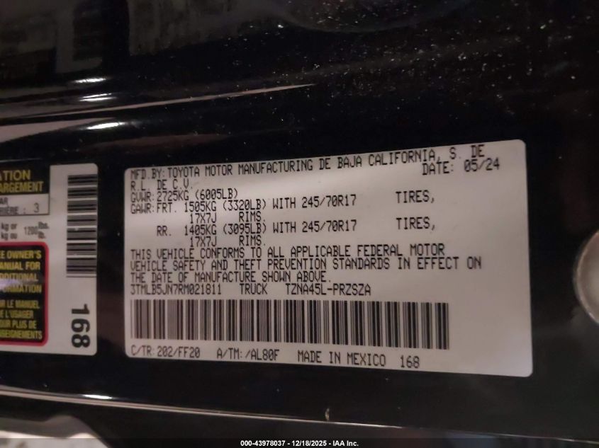 2024 Toyota Tacoma Sr5 VIN: 3TMLB5JN7RM021811 Lot: 43978037