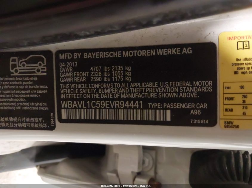 2014 BMW X1 xDrive28I VIN: WBAVL1C59EVR94441 Lot: 43978089