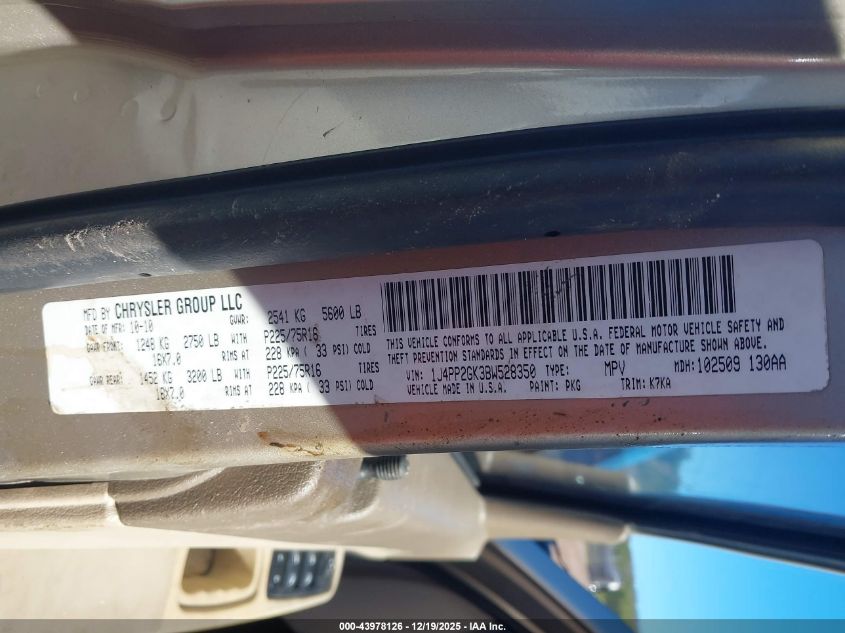 2011 Jeep Liberty Sport VIN: 1J4PP2GK3BW528350 Lot: 43978126