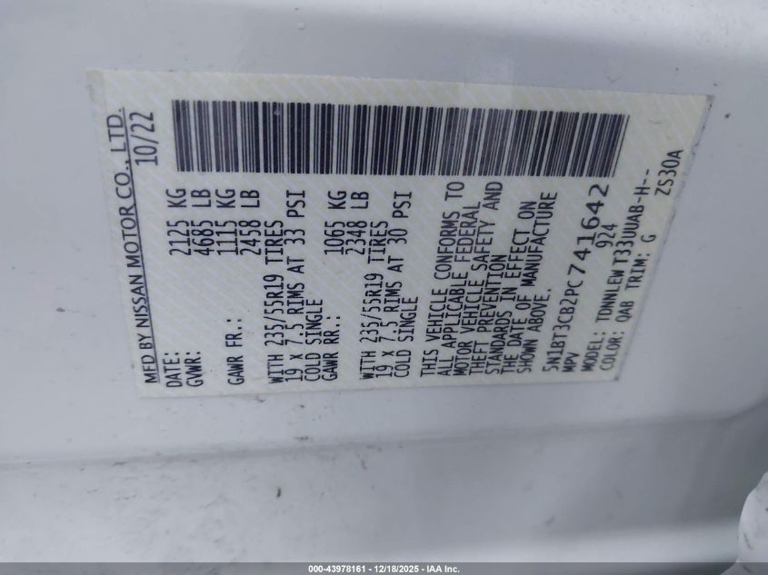 2023 Nissan Rogue Sl Intelligent Awd VIN: 5N1BT3CB2PC741642 Lot: 43978161