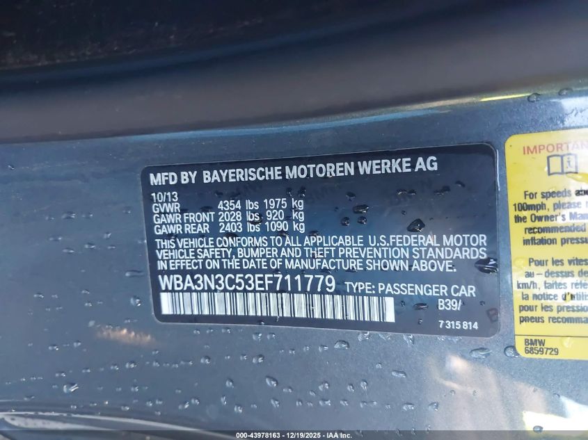 2014 BMW 428I VIN: WBA3N3C53EF711779 Lot: 43978163