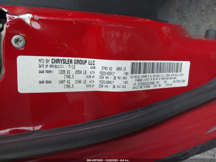 2014 Dodge Grand Caravan R/T VIN: 2C4RDGEG2ER109843 Lot: 43978302