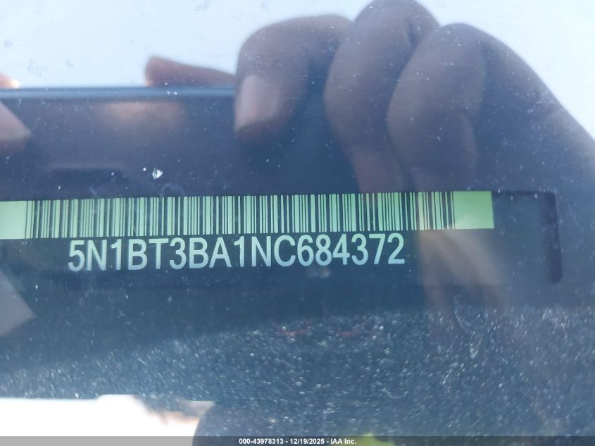 2022 Nissan Rogue Sv Fwd VIN: 5N1BT3BA1NC684372 Lot: 43978313