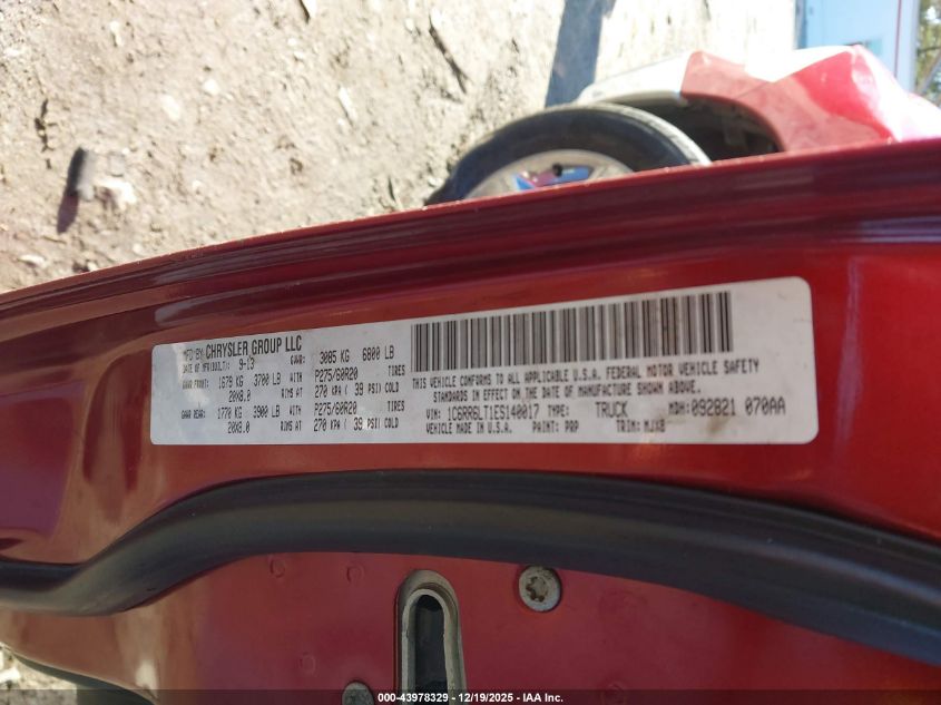 2014 Ram 1500 Big Horn VIN: 1C6RR6LT1ES140017 Lot: 43978329