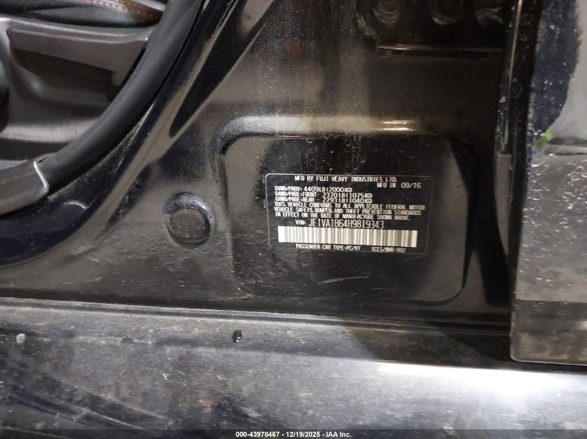 2017 Subaru Wrx VIN: JF1VA1B64H9819343 Lot: 43978467