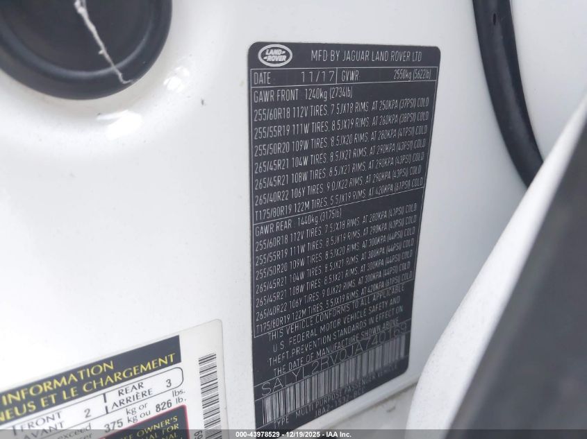 2018 Land Rover Range Rover Velar P380 Se R-Dynamic VIN: SALYL2RV0JA740169 Lot: 43978529