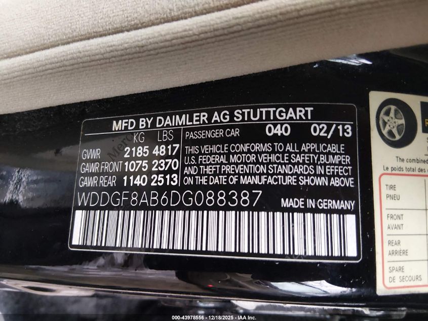 2013 Mercedes-Benz C 300 Sport 4Matic VIN: WDDGF8AB6DG088387 Lot: 43978556