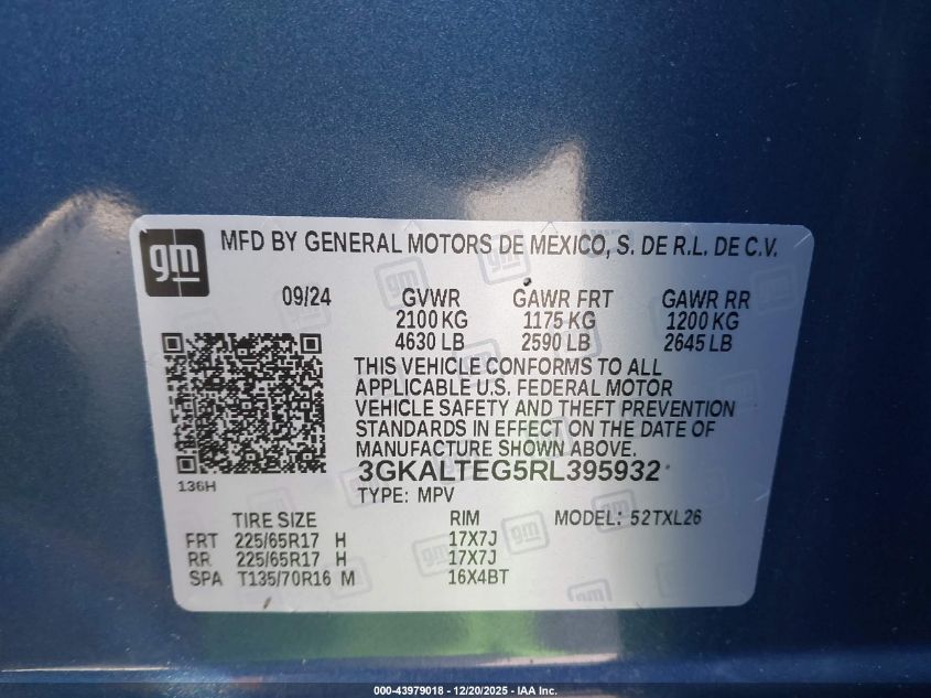 2024 GMC Terrain Awd Sle VIN: 3GKALTEG5RL395932 Lot: 43979018