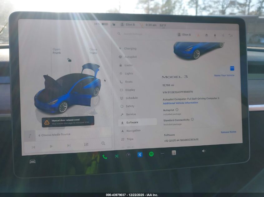 2023 Tesla Model 3 Rear-Wheel Drive VIN: 5YJ3E1EA0PF694979 Lot: 43979037