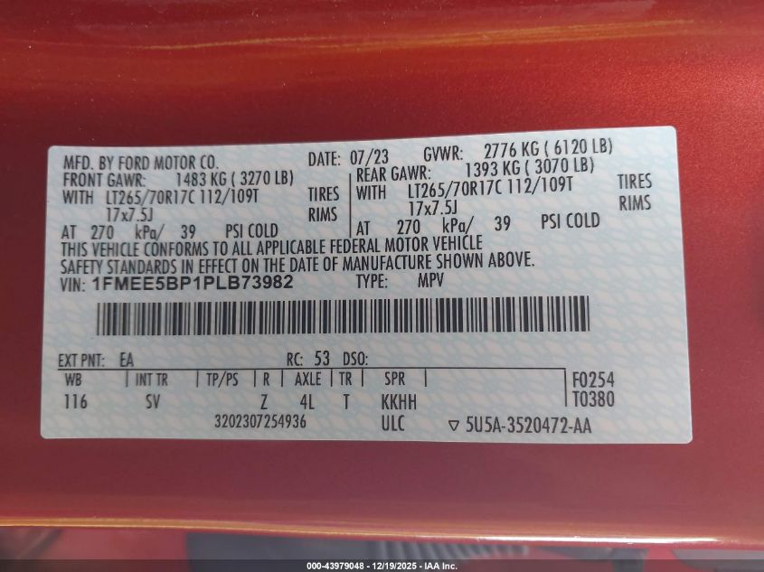 2023 Ford Bronco Black Diamond VIN: 1FMEE5BP1PLB73982 Lot: 43979048