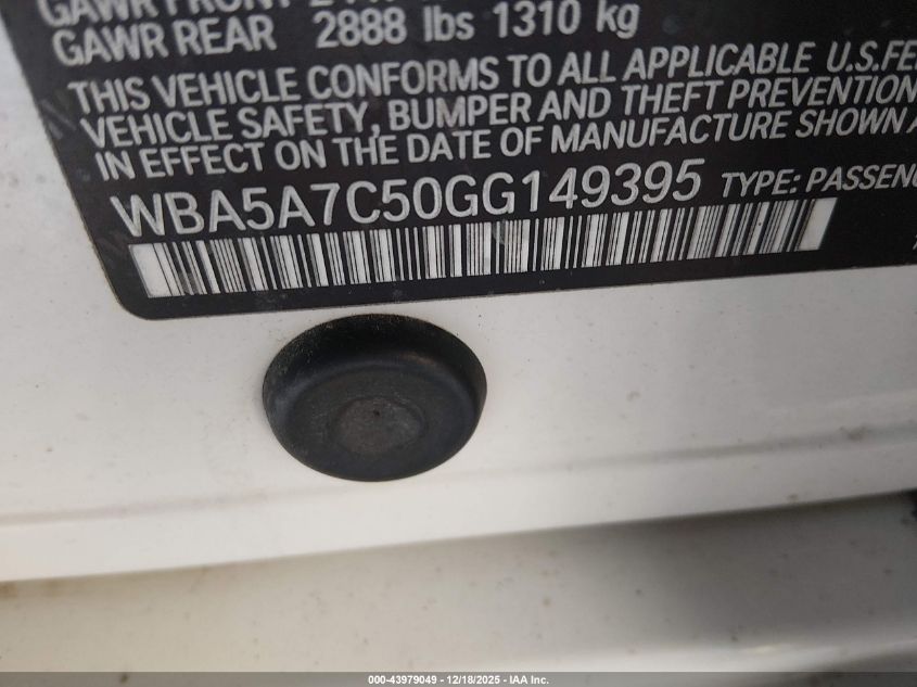 2016 BMW 528I xDrive VIN: WBA5A7C50GG149395 Lot: 43979049