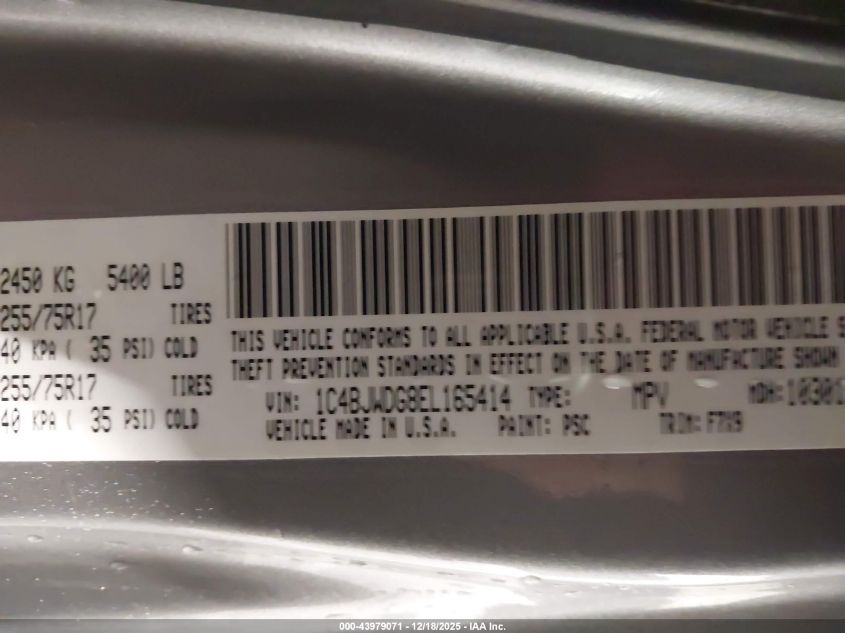 2014 Jeep Wrangler Unlimited Freedom Edition VIN: 1C4BJWDG8EL165414 Lot: 43979071