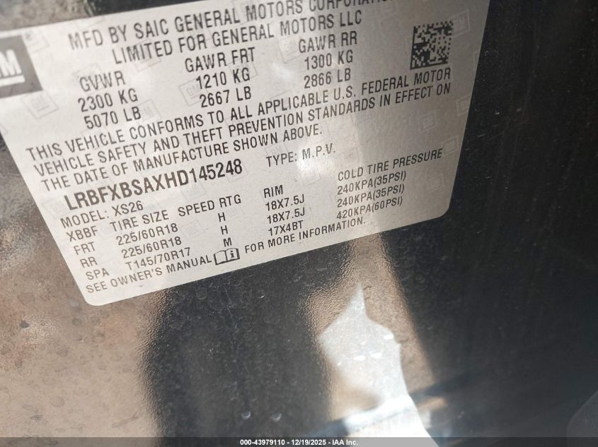 2017 Buick Envision Essence VIN: LRBFXBSAXHD145248 Lot: 43979110