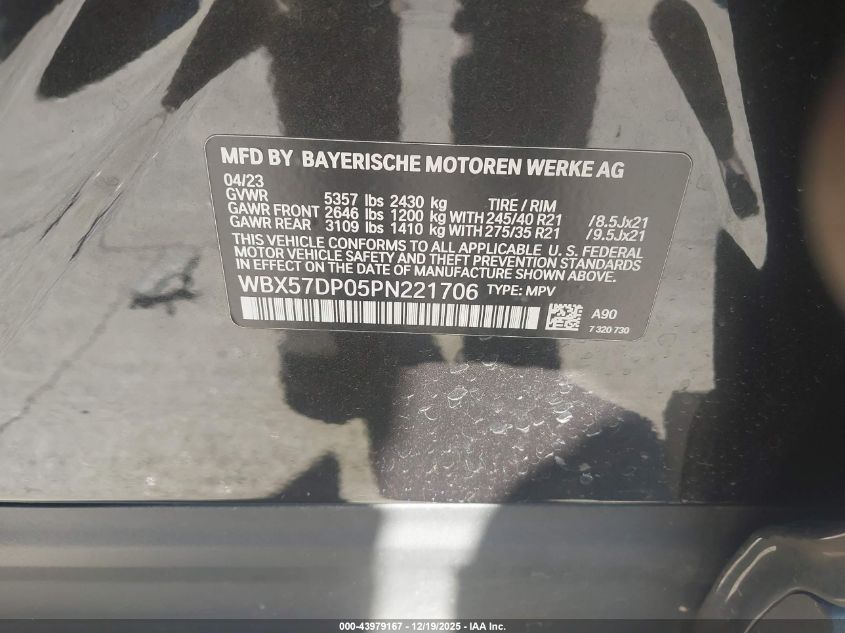 2023 BMW X3 xDrive30I VIN: WBX57DP05PN221706 Lot: 43979167