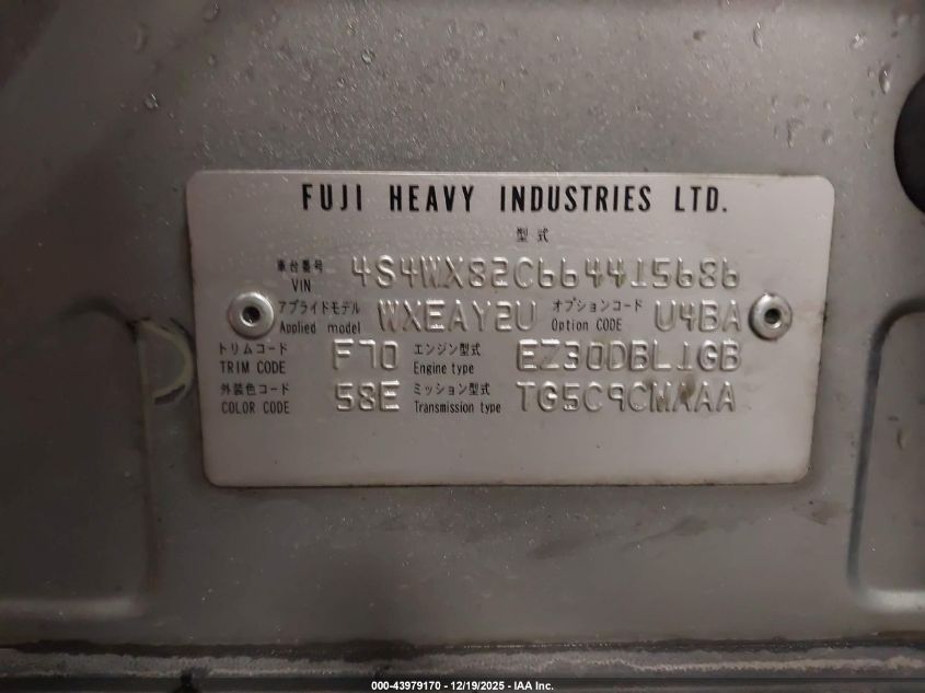 2006 Subaru B9 Tribeca Base 5-Passenger/Limited 5-Passenger VIN: 4S4WX82C664415686 Lot: 43979170