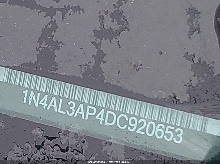 2013 Nissan Altima 2.5 Sv VIN: 1N4AL3AP4DC920653 Lot: 43979304