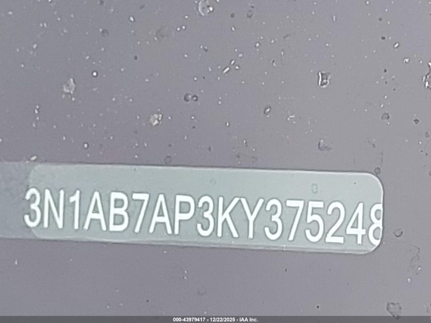 2019 Nissan Sentra Sv VIN: 3N1AB7AP3KY375248 Lot: 43979417