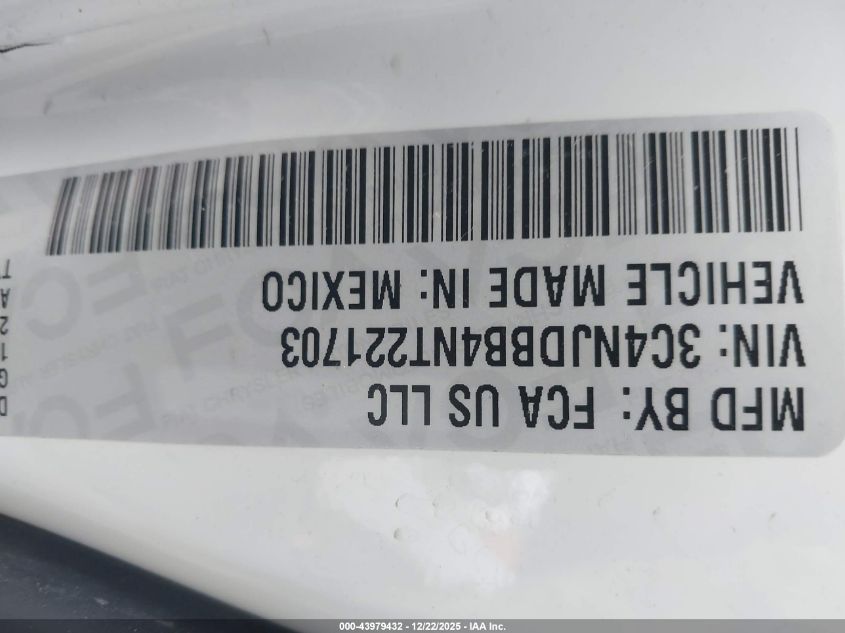 2022 Jeep Compass Altitude 4X4 VIN: 3C4NJDBB4NT221703 Lot: 43979432