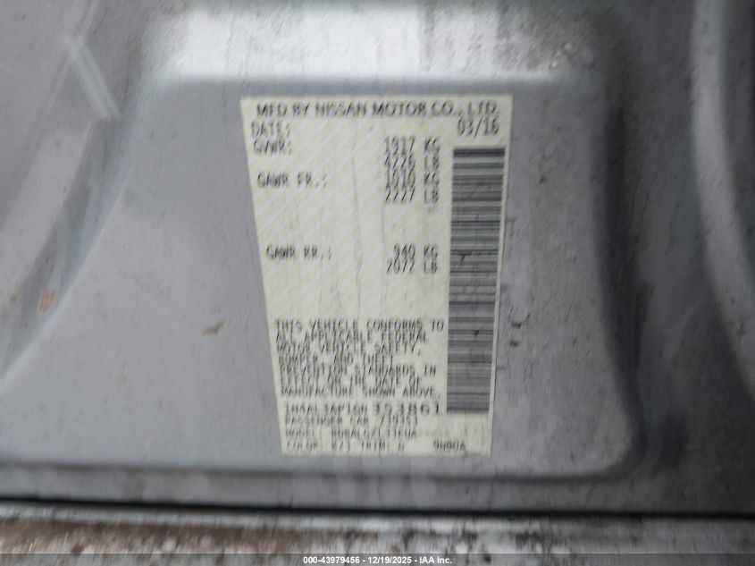 2016 Nissan Altima 2.5/S/Sv/Sl/Sr VIN: 1N4AL3AP1GN353861 Lot: 43979456