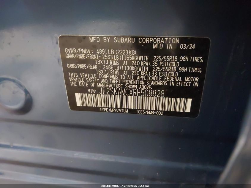2024 Subaru Forester Touring VIN: JF2SKAMCXRH508828 Lot: 43979487