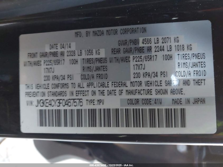 2015 Mazda Cx-5 Touring VIN: JM3KE4CY3F0467576 Lot: 43979498