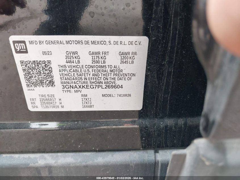 2023 Chevrolet Equinox Fwd Lt VIN: 3GNAXKEG7PL269604 Lot: 43979549