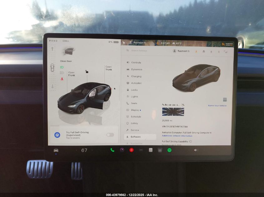 2024 Tesla Model 3 Performance All-Wheel Drive VIN: 5YJ3E1ET4RF767789 Lot: 43979562