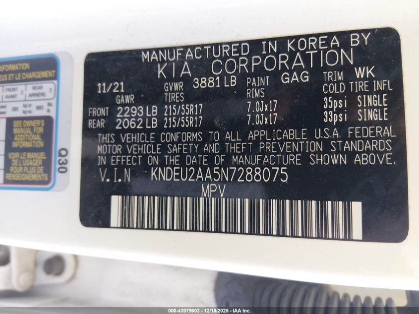2022 Kia Seltos S VIN: KNDEU2AA5N7288075 Lot: 43979603
