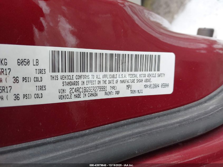 2014 Chrysler Town & Country Touring VIN: 2C4RC1BG5ER279991 Lot: 43979648