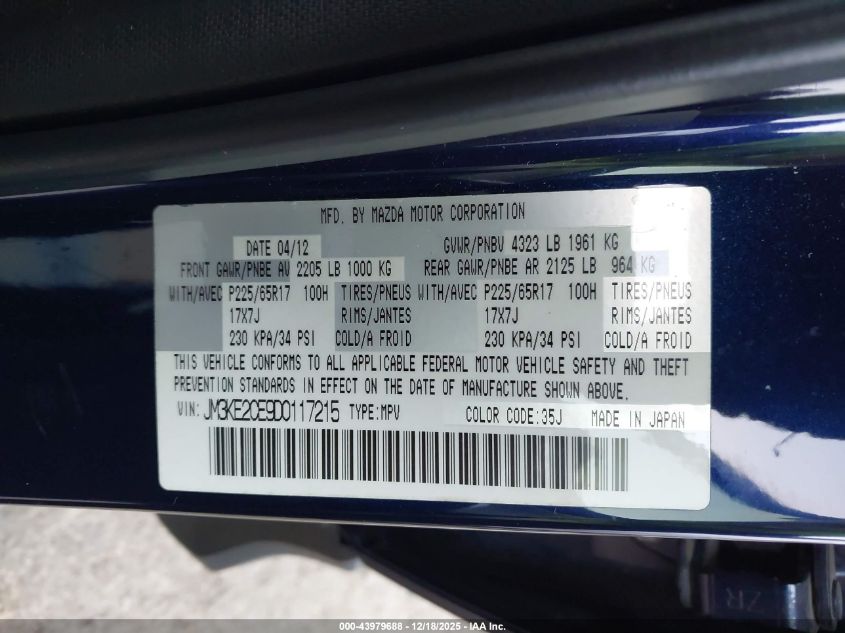 2013 Mazda Cx-5 Touring VIN: JM3KE2CE9D0117215 Lot: 43979688