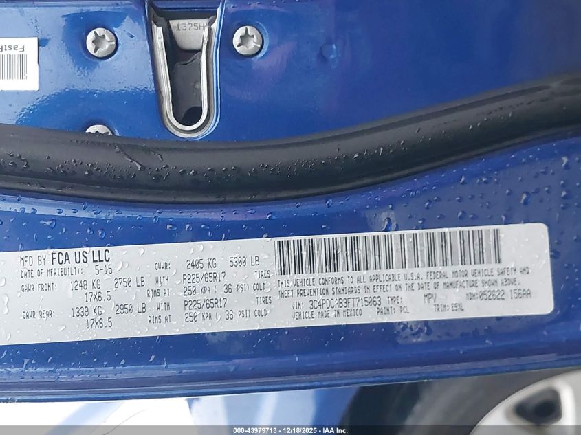 2015 Dodge Journey American Value Pkg VIN: 3C4PDCAB3FT715063 Lot: 43979713