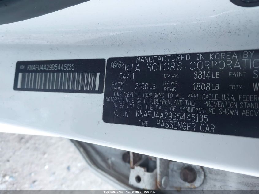 2011 Kia Forte Ex VIN: KNAFU4A29B5445135 Lot: 43979748